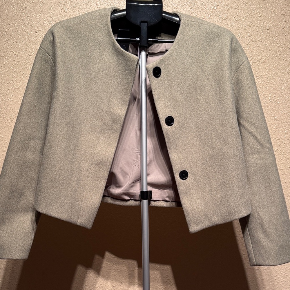 Sage cropped button down jacket wool blend fully lined women’s size small. NEW - Picture 2 of 7